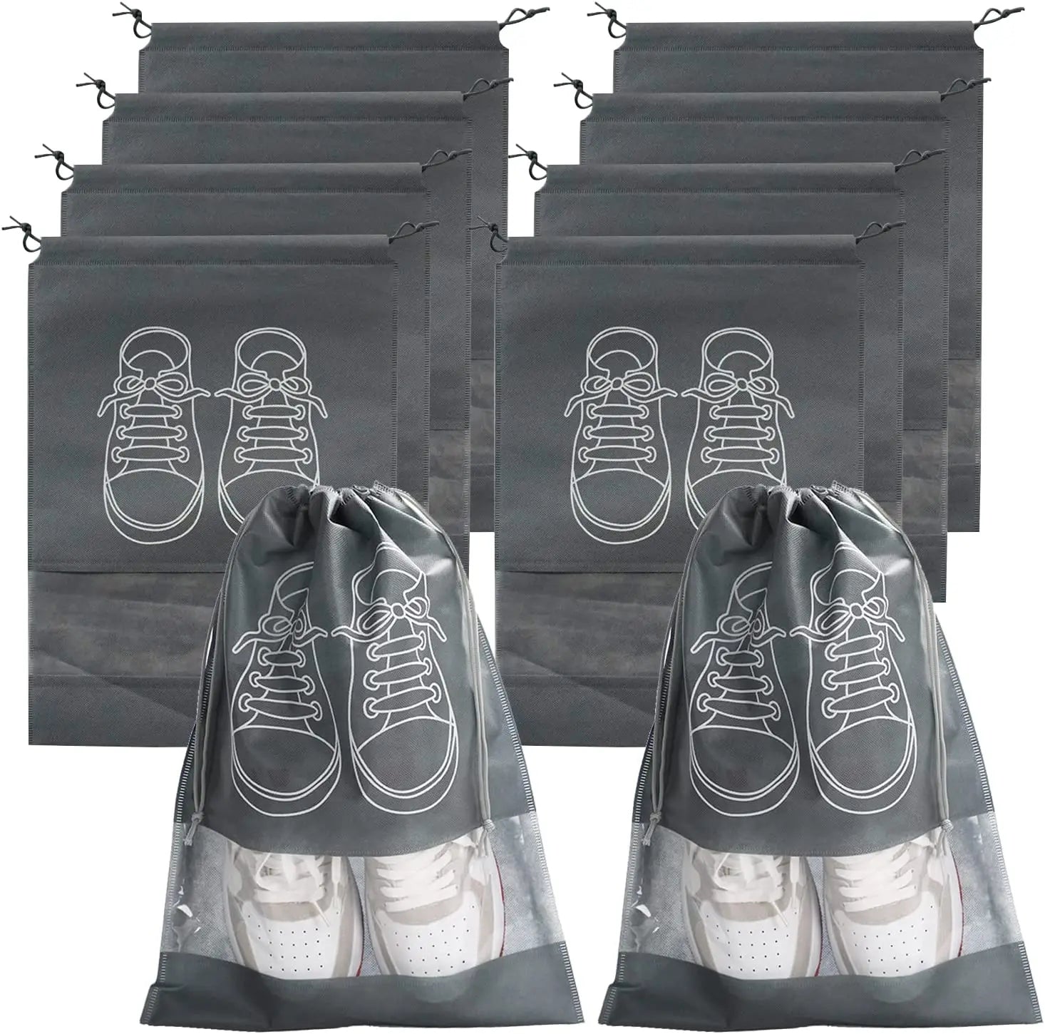 5/10PCS Travel Shoe Bags with Rope Large Shoes Storage Organizers Pouch Portable Clear Drawstring Bags Travel Organizer for Shoe