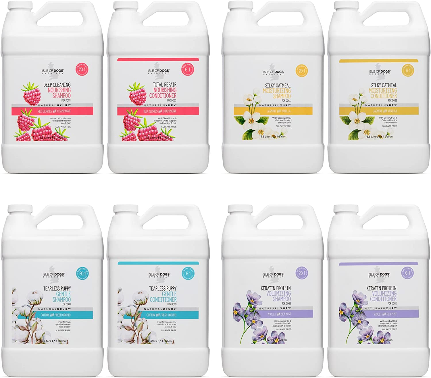 - Everyday Natural Luxury Silky Oatmeal Shampoo - Jasmine + Vanilla - Sulfate & Paraben Free Formula - Dog Shampoo with Oatmeal & Jojoba Oil for a Silky Coat - Made in the USA - 1 Gallon, (821-Gal)