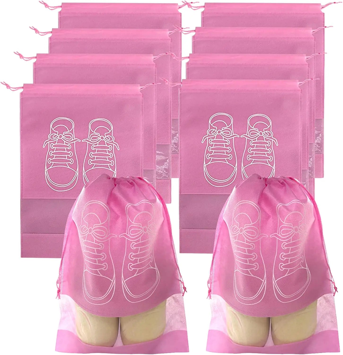 5/10PCS Travel Shoe Bags with Rope Large Shoes Storage Organizers Pouch Portable Clear Drawstring Bags Travel Organizer for Shoe