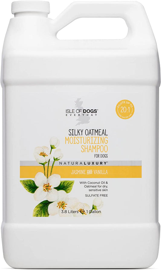 - Everyday Natural Luxury Silky Oatmeal Shampoo - Jasmine + Vanilla - Sulfate & Paraben Free Formula - Dog Shampoo with Oatmeal & Jojoba Oil for a Silky Coat - Made in the USA - 1 Gallon, (821-Gal)