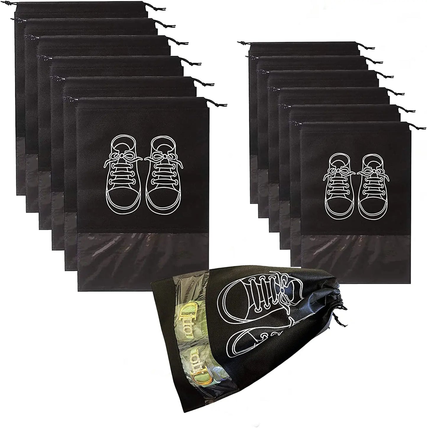 5/10PCS Travel Shoe Bags with Rope Large Shoes Storage Organizers Pouch Portable Clear Drawstring Bags Travel Organizer for Shoe