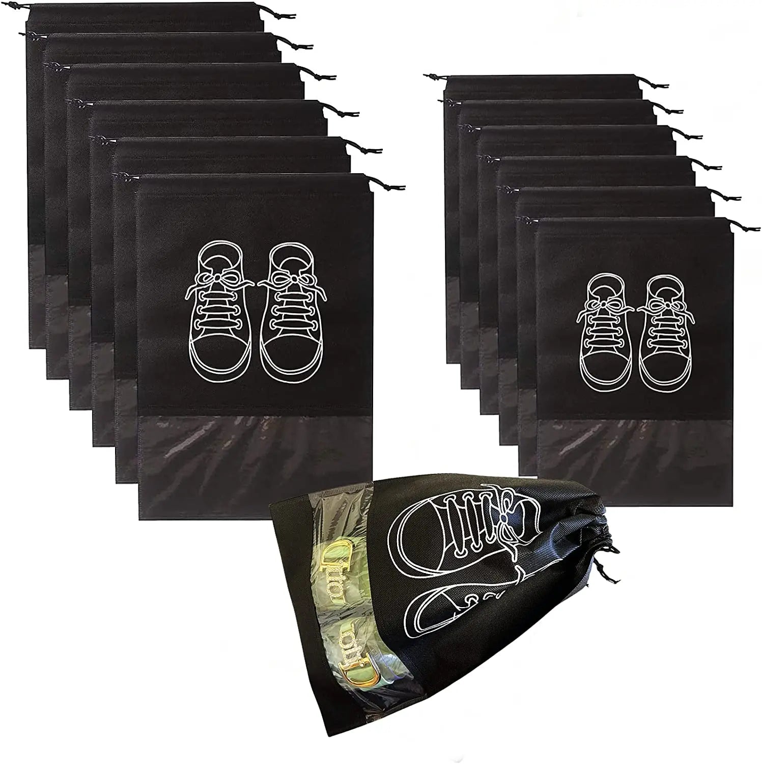5/10PCS Travel Shoe Bags with Rope Large Shoes Storage Organizers Pouch Portable Clear Drawstring Bags Travel Organizer for Shoe