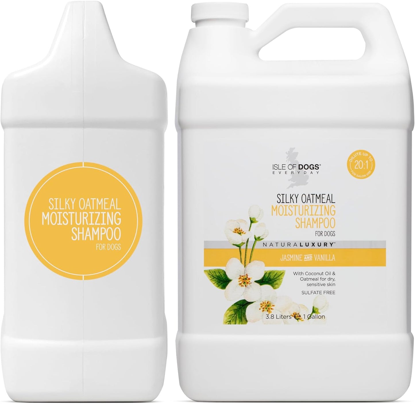 - Everyday Natural Luxury Silky Oatmeal Shampoo - Jasmine + Vanilla - Sulfate & Paraben Free Formula - Dog Shampoo with Oatmeal & Jojoba Oil for a Silky Coat - Made in the USA - 1 Gallon, (821-Gal)